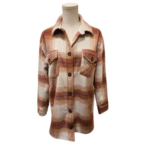 Thread & Supply Fall Color Plaid Shacket Chore Jacket Shirt Side Front Pocket SM - Picture 1 of 10